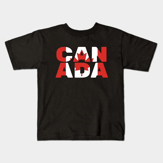 Canada Flag Text Kids T-Shirt by OldDannyBrown